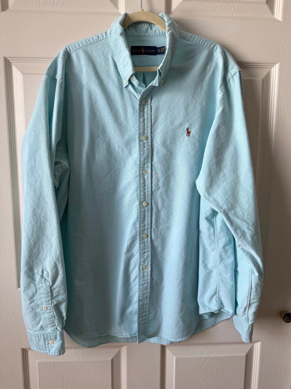 Ralph Lauren Aqua Oxford Button Down Shirt XXL Coastal Classic Preppy Flesh Pony